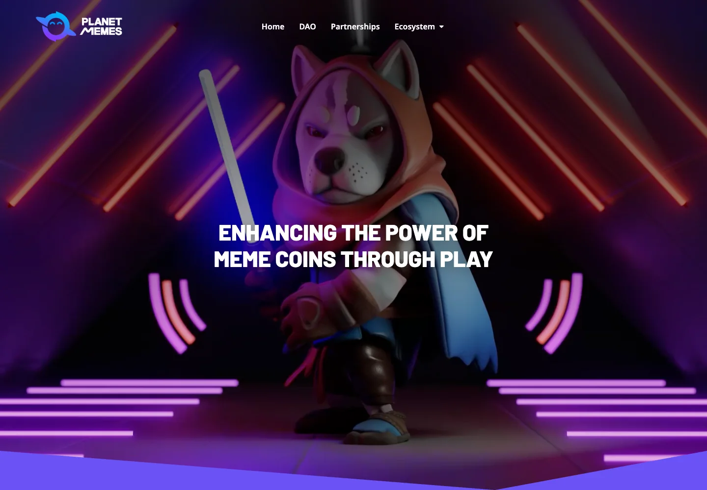 Planet Memes official website hero featuring a Clash of Memes game character